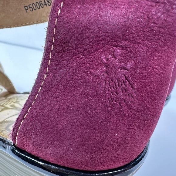 Fly London Ydel Platform Wedge Sandals Women's 39 Burgundy Ankle Strap Heels - Picture 11 of 13